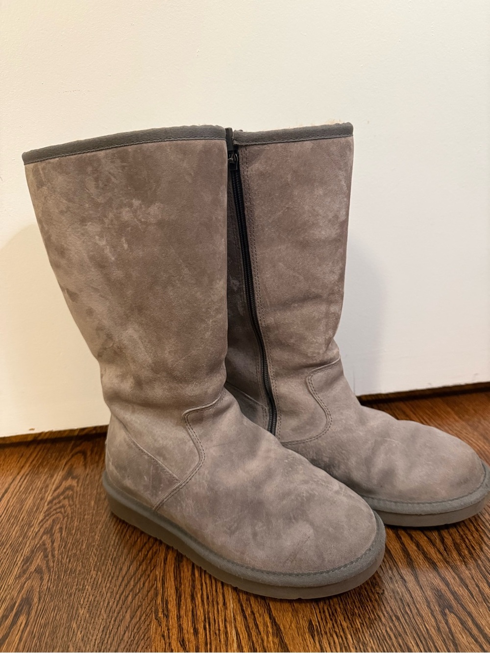 UGG Women's Tall Suede Zip Boots in Gray - Size 7